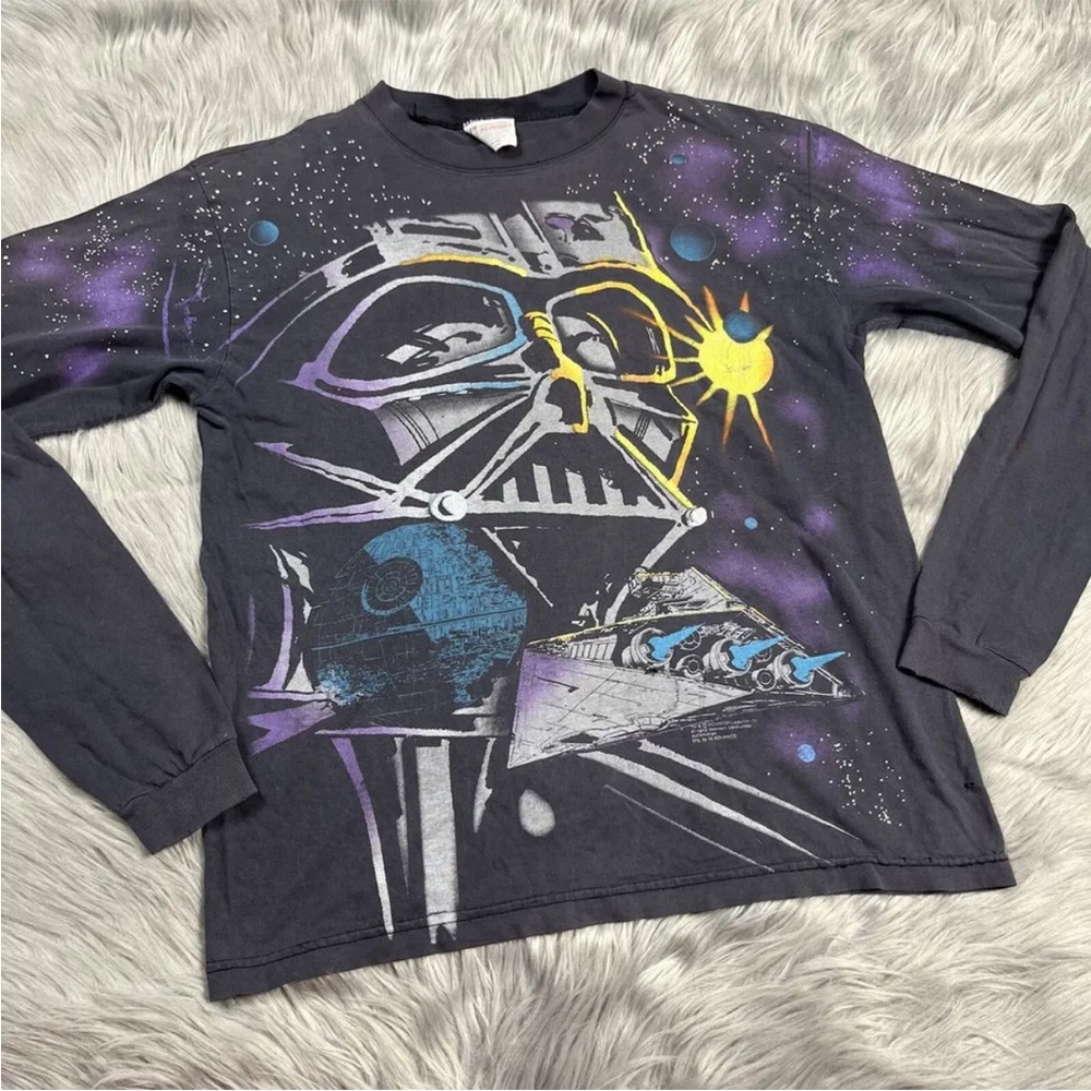 Vintage 90s Star Wars Darth Vader YOUTH BOYS Long Sleeve Shirt
